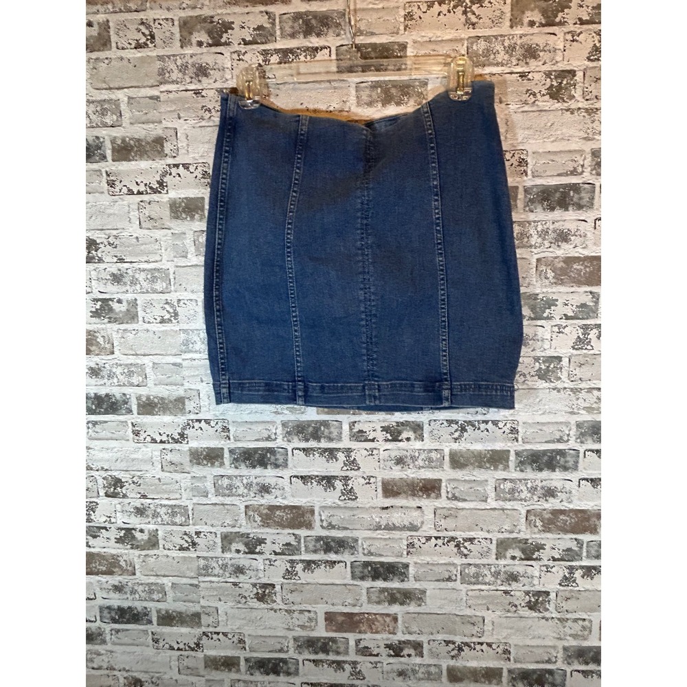 Free People Denim Mini Skirt Womens 10 Blue Excellent High Waisted Zip Back Seam